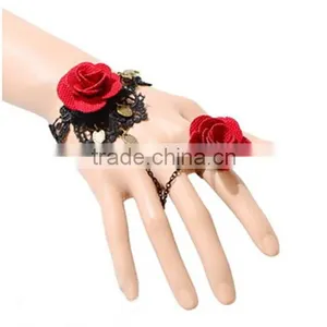 2015 Hot Style South Korean Lace Bracelets With Ring Sets Yiwu Handmade Rose Jewelry Set Wholesale thumbnail-2