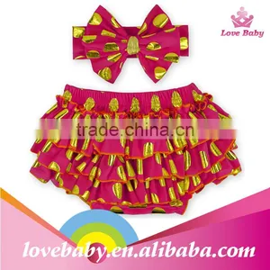 New Arrival Baby Shorts Golden Polka Dot Bloomers Toddlers Pants With Headband thumbnail-6