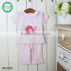 100% Cotton Fabric Children Clothing Set Baby Girl Nightclothes From China Factory thumbnail-2