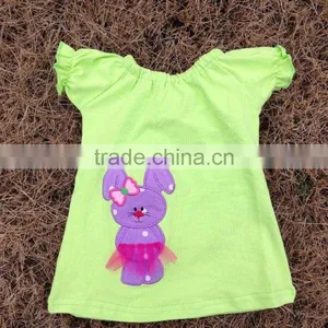 2015 New Baby Girls Easter Lime Pink Lavender Bunny Capri Top Set Easter Outfits With Matching Necklace and Bow Set thumbnail-3