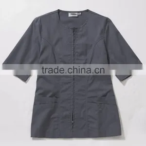 Half Sleeve Housekeeping Zip Front UniformTunic Work Shirt With Four Pockets thumbnail-1