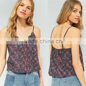 Pins & Needles Loose Fit Button Floral Printed Scallop Edges Cami Strappy Tanks thumbnail-2