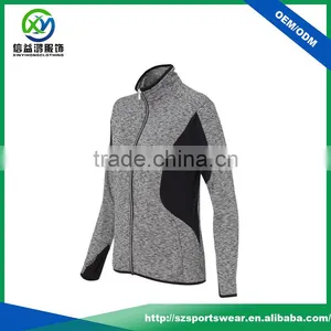 New Style Cation Polyester Blend Splicing Full Zip Hoody Sweater for Women thumbnail-3