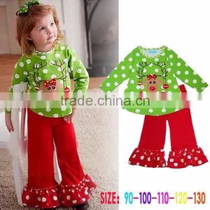 Wholesale Reindeer Cotton Toddler Baby Girls Christmas Outfit thumbnail-2