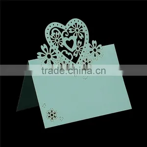 Paper Wedding Party Name Place Cards Heart Hollow Mint Green thumbnail-1
