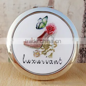 Double Sides (One is Normal,Another is Magnifying)Portable Foldable Pocket Metal Makeup Compact Mirror Woman Cosmetic Mirror thumbnail-1