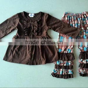Girls Boutique Outfit Remakes Outfits Wholesale Children's Boutique Clothing Brown Dress Matching Floral Pants thumbnail-1