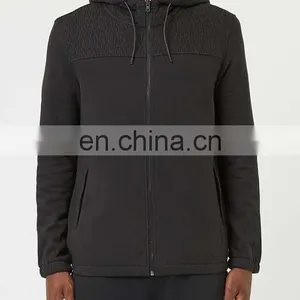 Mens Side Pockets Flecked Shoulder Black Hoodie thumbnail-1