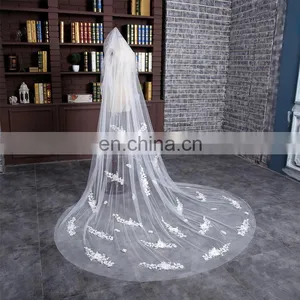 HSP1705 One Layer Three Meters Real Image Tulle Bridal Wedding Veil Long Cathedral thumbnail-1