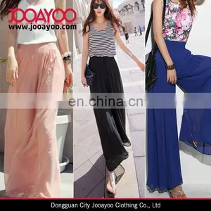 Women Casual Wide Leg High Waist Pants Dress Long Loose Chiffon Trousers thumbnail-1