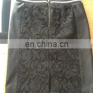 Girls pu Leather Straight Skirt With Lace thumbnail-2