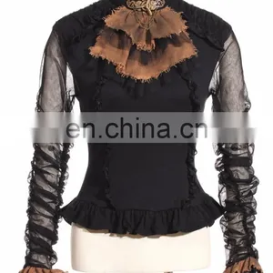Gothic Steampunk Soft Blouse-top With Aviator Jabot thumbnail-1