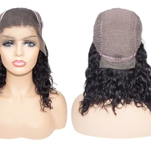 KHH Curly Lace Front Wig With Bangs Short Bob Human Hair Wigs Brazilian Remy Fringe Wig Pre Plucked With Baby Hair thumbnail-3