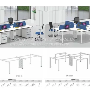 Four Person Green Screen Office Workstation Desk Set thumbnail-1