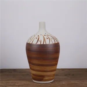 Artistic Jingdezhen Hand Made Paint Modern Simple Style Brown Ceramic Vase For Indoor Decor thumbnail-2
