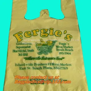 Supermarket Bio-Degradable Compostable T Shirt Bags Thank You Tote Perfect For Business. Best Bulk, Heavy Duty thumbnail-2
