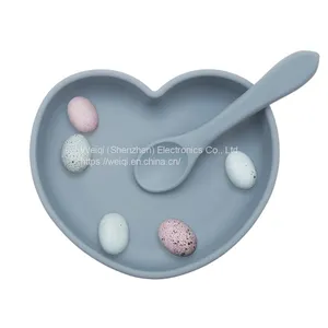 BPA Free Silicone Baby Dinner Plate Heart Placemat With Suction Base thumbnail-5