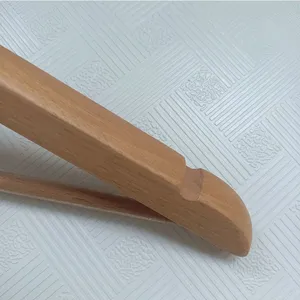 Eco-friendly Custom Beech Hanger With Shelft Hose Grooves Hotel Smooth Durable Wooden Cloth Hangers thumbnail-5