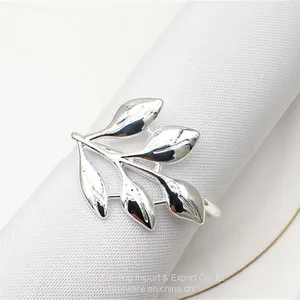 Decorative Leaf Design Shiny Polished Wedding Tabletop Metal Napkin Ring thumbnail-4