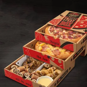 Customized Reusable Brown Corrugated Pizza Box Multi Layer Drawer Kraft Display Carton 24inch Food Pizza Box Packaging thumbnail-3