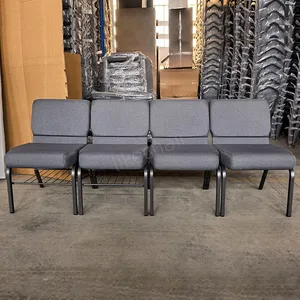 Heavy Duty High Quality Steel Frame Comfortable Padded Commercial Gray Modern Church Chair thumbnail-2
