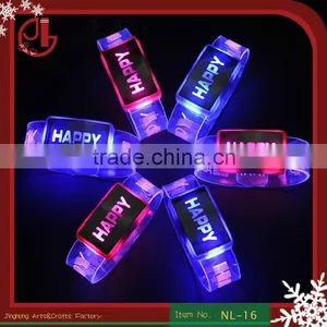 Promotional Custom Logo Happy Led Bracelet, Led Wristbands, Led Bangle Party Decoration thumbnail-1