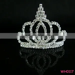 New Style Crystal Full Round Crown Tiara Wholesale Small Kids Crown Big Peagent Hair Accessories thumbnail-1