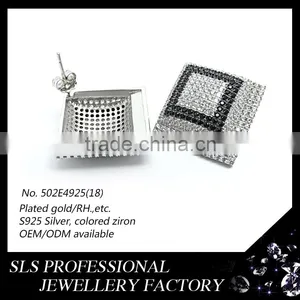 2015 American Funky Style Colorful CZ 925 Silver Rhodium Plated Butterfly Push Stud Earrings thumbnail-2