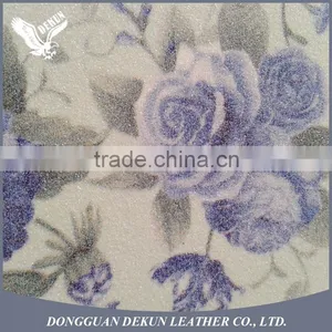 Decorative 0.6-0.8mm Thickness Knitted Flower Printed Glitter Leather thumbnail-1