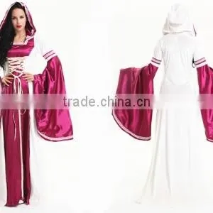 Walson 2016 Hot Red Hooded Gown Game Thrones Renaissance Medieval Queen Fancy Dress Costume thumbnail-1