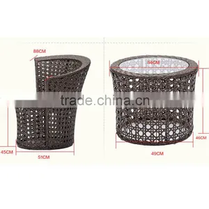 3PCS/SET Garden Outdoor Rattan Coffee Office Dining Table And Chair Tunisia Price For Restaurant thumbnail-5