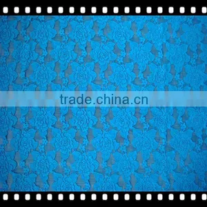 Elastic Jacquard Blue Lace Fabric thumbnail-1
