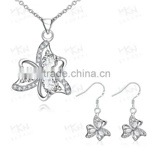 New Jewelry Plated Rhinestone Heart Wedding Necklace Set thumbnail-6