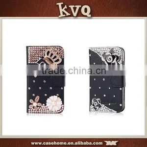 New Fashion Bling Crystal Diamonds Pearls PU Leather Flip Stand Wallet Case Cover for Iphone6s thumbnail-4