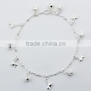 Cute Goldfish Charms & Spheres Adorable Silver Anklet thumbnail-1