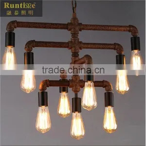 Vintage Iron Led Light Pipe Plumbing Pipe Chandelier thumbnail-4