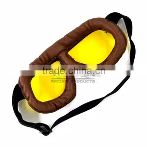 BJ-GT-009 Scratch Resistant Lens Yellow Lens Leather Motorcycle Goggles thumbnail-5