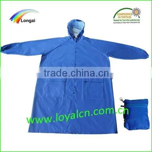 Long Polyester Men Blue Waterproof Jacket in a Bag thumbnail-1