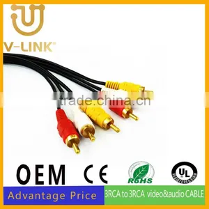 Factory Gold Plated Video Rca Cable 3 to 3 RCA Cable 10m 15m thumbnail-1