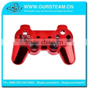 Red Chrome Faceplate for PS3 Wireless Controller Chrome Housing for PS3 Controller Full Shell and Full Set Buttons thumbnail-1