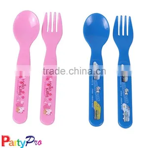 High Quality Baby Products Colorful Plastic Spoon & Fork Set thumbnail-1