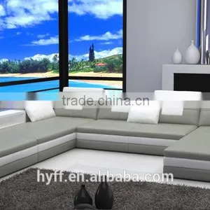 LED Genuine Italy Leather Corner Office Sofa HYZ33 thumbnail-1