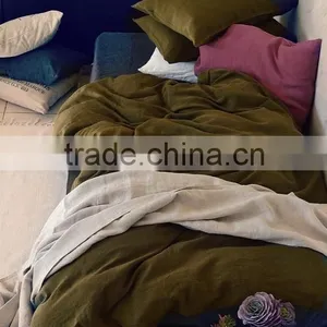 Popular Pure Flax Fiber Bedding Sheet Set,duvet Cover Set, Olive Colour thumbnail-1