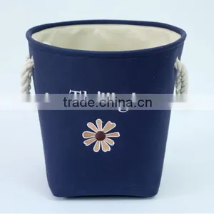 YIWU RODA Cotton Embroidery Bin Canvas Toys Receive Basket Sundry Receive Storage Basket Bathroom Laundry Basket thumbnail-5