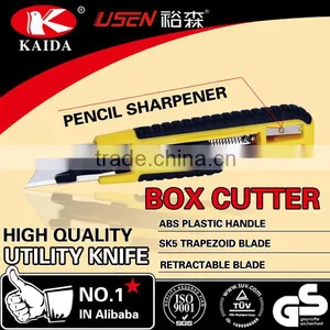 Stationery Cutter Auto Retractable Safety Box Trapezoid Blade Plastic With Rubber Grip Handle Cutter thumbnail-5