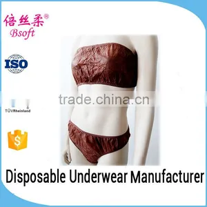 New Arrival Comfortable Disposable Underwear Set Hot Girl Sexy Bra Panty Set Images For Spa thumbnail-1