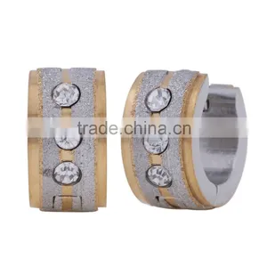 New Unisex Crystal Surgical Stainless Steel Huggie Earrings thumbnail-6