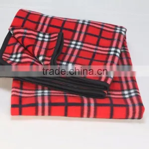 Compact Plaid Fleece Throw Blanket With Drawstring Pouch thumbnail-4