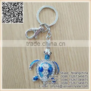 Factory Promotion Top Quality Blue Tortoise Keychain Crystal Diamond Key Ring thumbnail-1