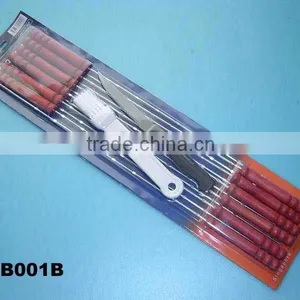 12 PCS BBQ Skewer and Oil Brush and Steak Knife Set thumbnail-1